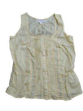 Aeropostale Yellow Button Sleevelesd Cotton Peplum  Camisole Blouse Small